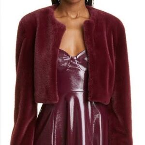 STAUD Burgundy Casimira Faux Fur Jacket